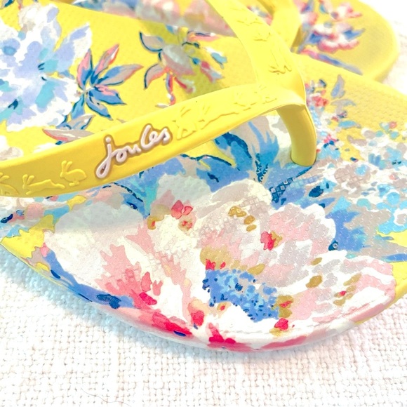 Joules Flip Flops in Yellow Floral Size US8 EU39 UK6 - Picture 5 of 7